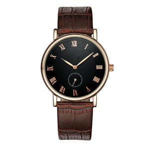 China Fashion Stainless Steel Watches with Leather strap / quartz wrist watch for men , ultra - thin case wholesale