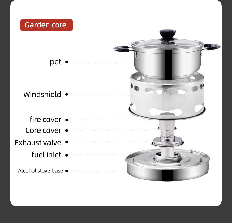 Fashion Simple Stainless Steel Hot Pot Kitchen Hotel Single Portable Alcohol Stove Self Service Hot Pot Set