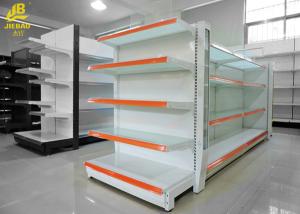 China White Color Supermarket Steel Racks Glass Shelf Advertising Upright wholesale
