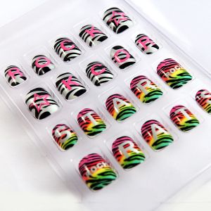 Leopard Kids Full Cover Fake Nails healthy For girls , Acrylic Fake Nails