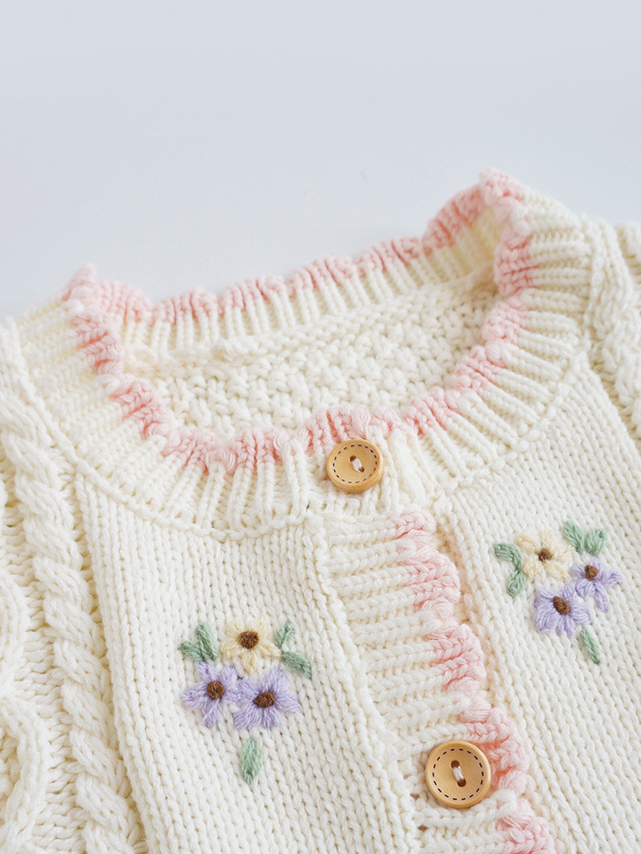 2023 spring and autumn hot sale sweet and lovely solid girls knitted sweater cardigans