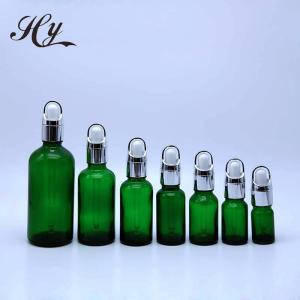 China Personal Care Perfume Green Glass Dropper Bottles Screen Printing SGS wholesale