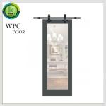 WPC Interior Soundproof Glass Office Door , PVC Double Sliding Glass Doors