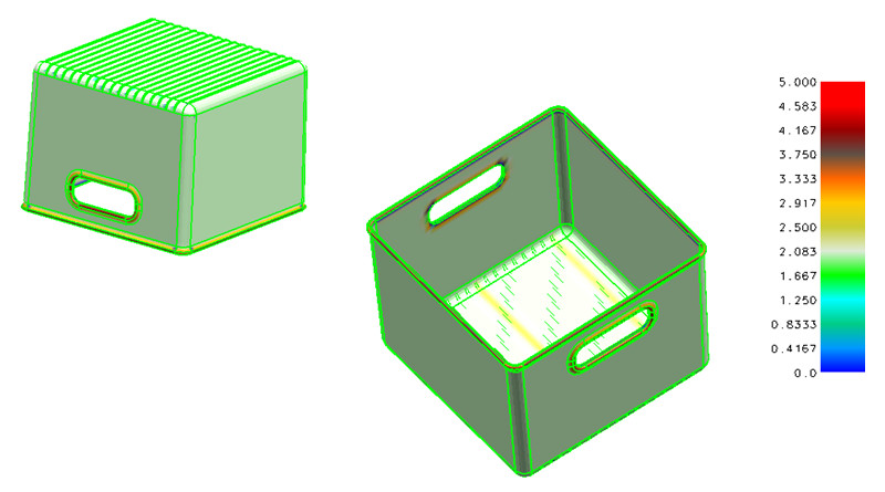 PET Transparent Material Cold Runner Injection Molding High Polish Two Different Size Bins