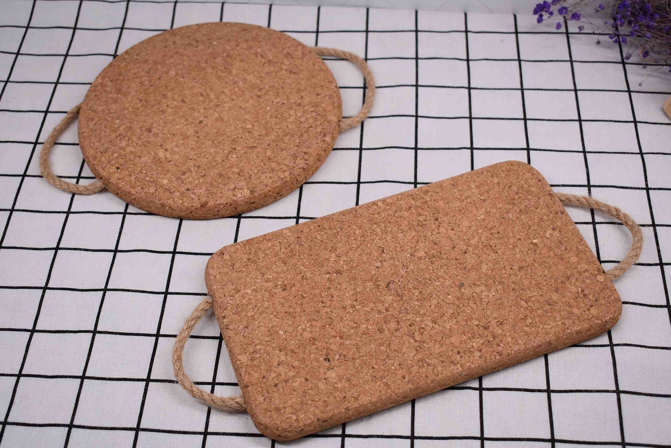 Multifunction Odorless Table Mat Cork Placemat Trivet With Rope Eco Friendly