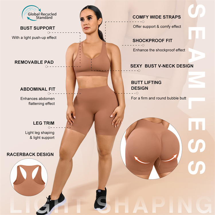 Hexin Custom Logo Women's Gym Fitness Set with Eco Friendly Fabric and High Waist1