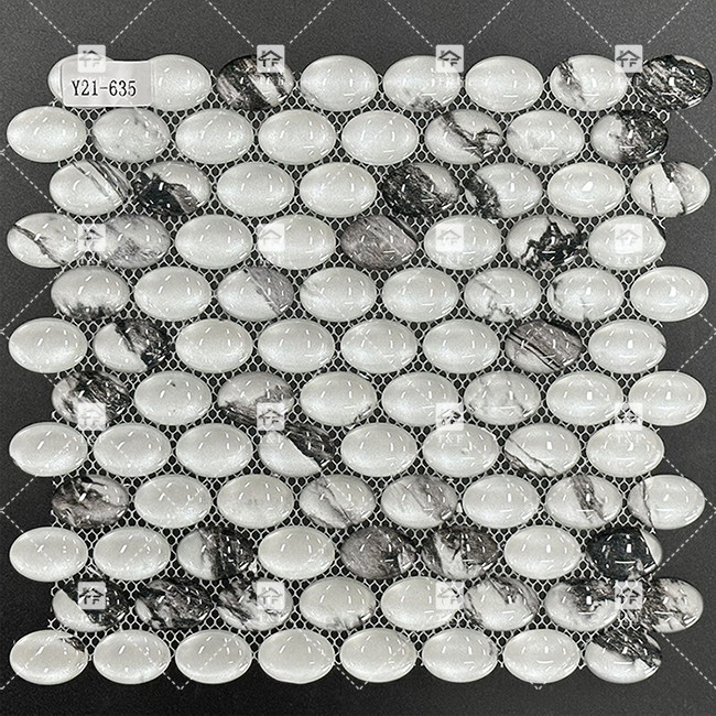 Unique Round Glass Cabochon Mosaic Tile Bathroom Kitchen Moeden Decorative