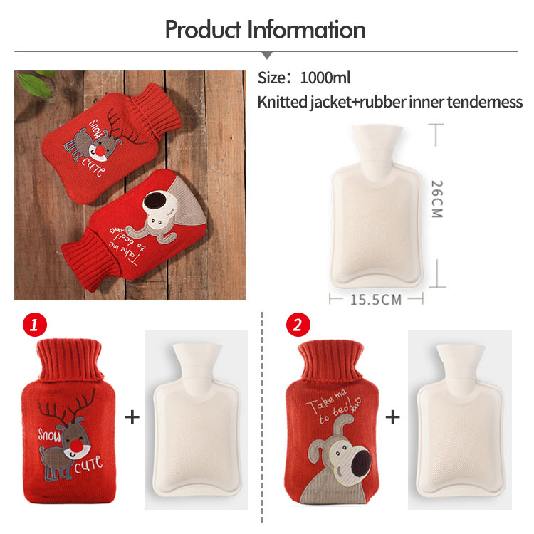 No Leakage Lightweight Rubber Hot Water Bag Plush Animals Cover