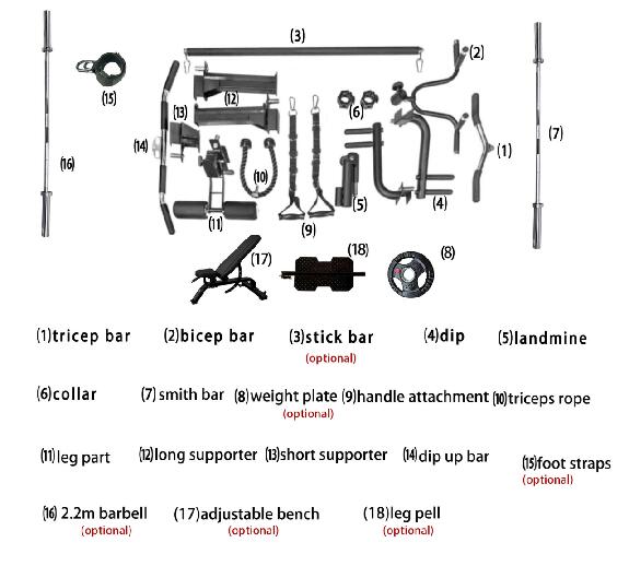 Black Home Commercial Use Multi Station Equipment Multi Function Gym