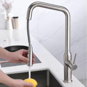 China Multiple Spray Wand Touch Sensor Kitchen Faucet Angled Spout Water Mixer Tap Sus304 wholesale