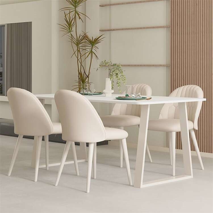Quartz Stone Tabletop Luxury Wood Dining Table Set OEM ODM