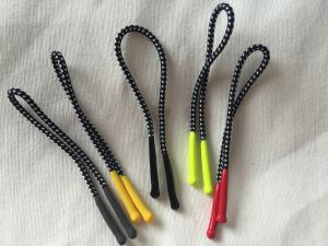 China Colorful Silicon Rubber Zipper Puller With 2mm Polyester Elastic Cord on sale