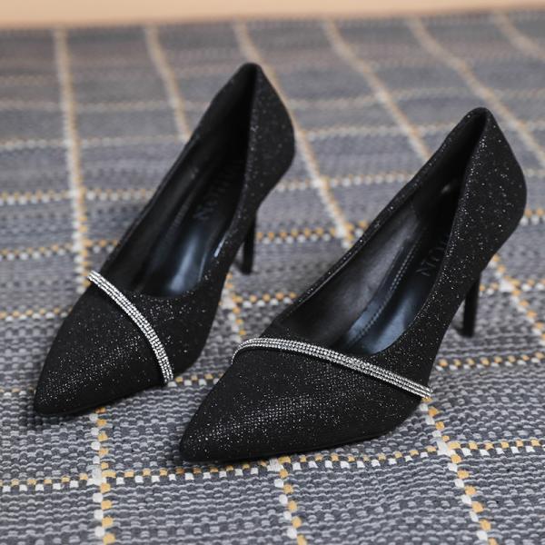 Shiny Luxury High Heels Shoes Rhinestone Business Lager Size Ladies Summer