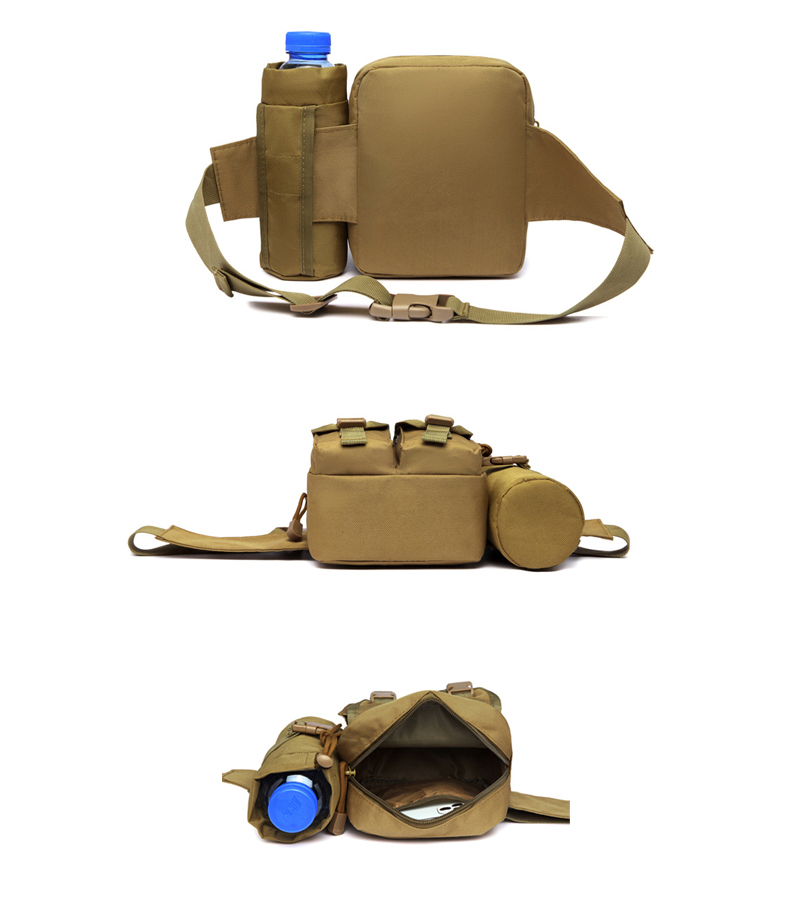 Outdoor Camping Multicolor Waist Backpack with Belt and Pattern Type Water Bottle Bag