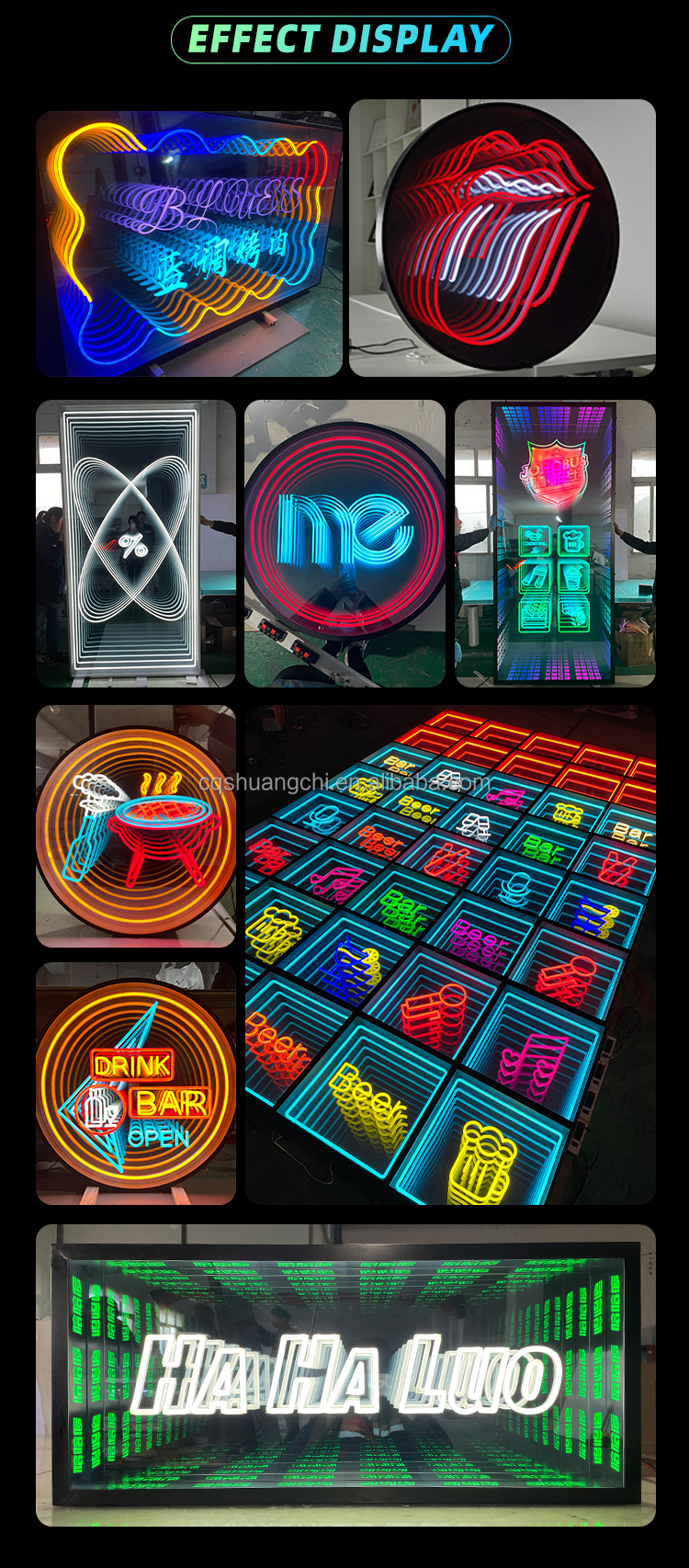 Screw Bolts Fixing Infinity Mirror Led Sign Neon Sign For Novel Products