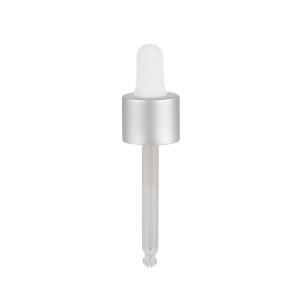 China 18/410 Frosted Silver Aluminum Cosmetic Dropper Essential Oil Glass Pipette Dropper wholesale