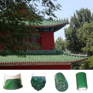 China Celadon Oriental Roof Tiles Freeze Thaw Resistance SGS Handcrafted wholesale