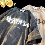 Customized Labels Heavy Cotton Men's T-Shirts Graphic Print Acid Wash Vintage T