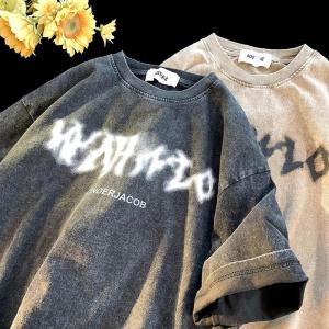 China Customized Labels Heavy Cotton Men's T-Shirts Graphic Print Acid Wash Vintage T Shirt wholesale