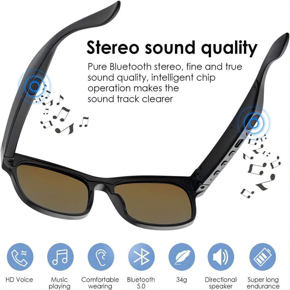 Polarized Bluetooth 5.0 Video Audio Sunglasses 1920*1080P 150*150*40mm