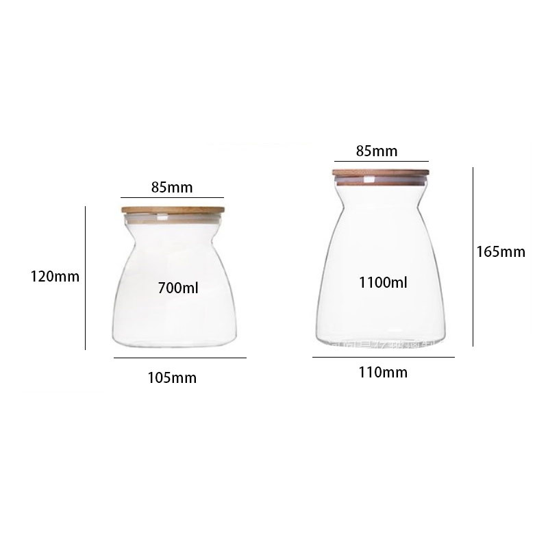 Bamboo Cover 1100ml Borosilicate Wide Mouth Preserving Jars