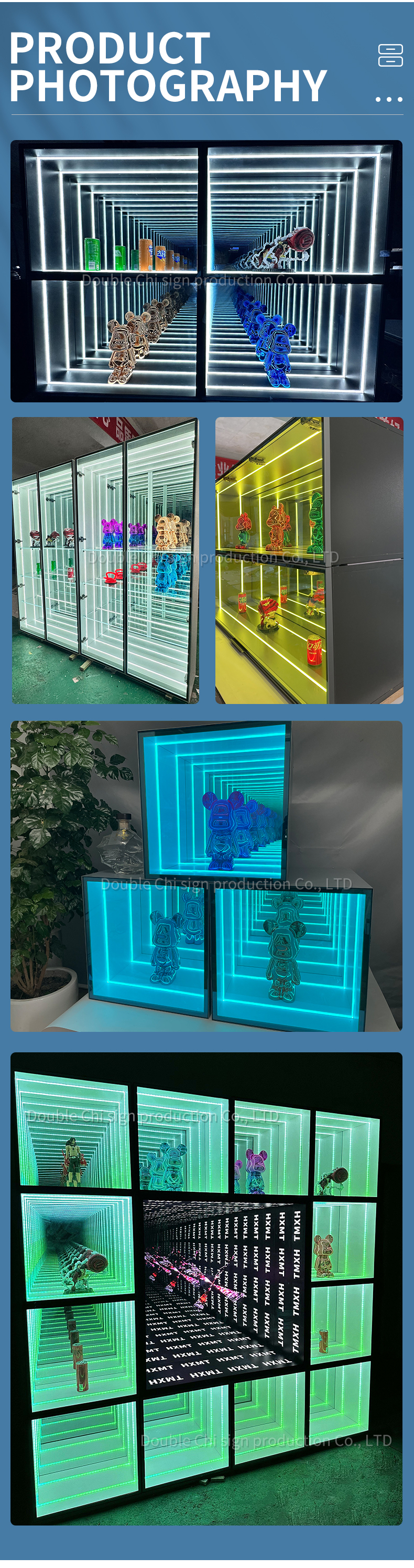 Customized High Brightness LED Light Display Case for Magic Mirror Glass Cake Hat Watch