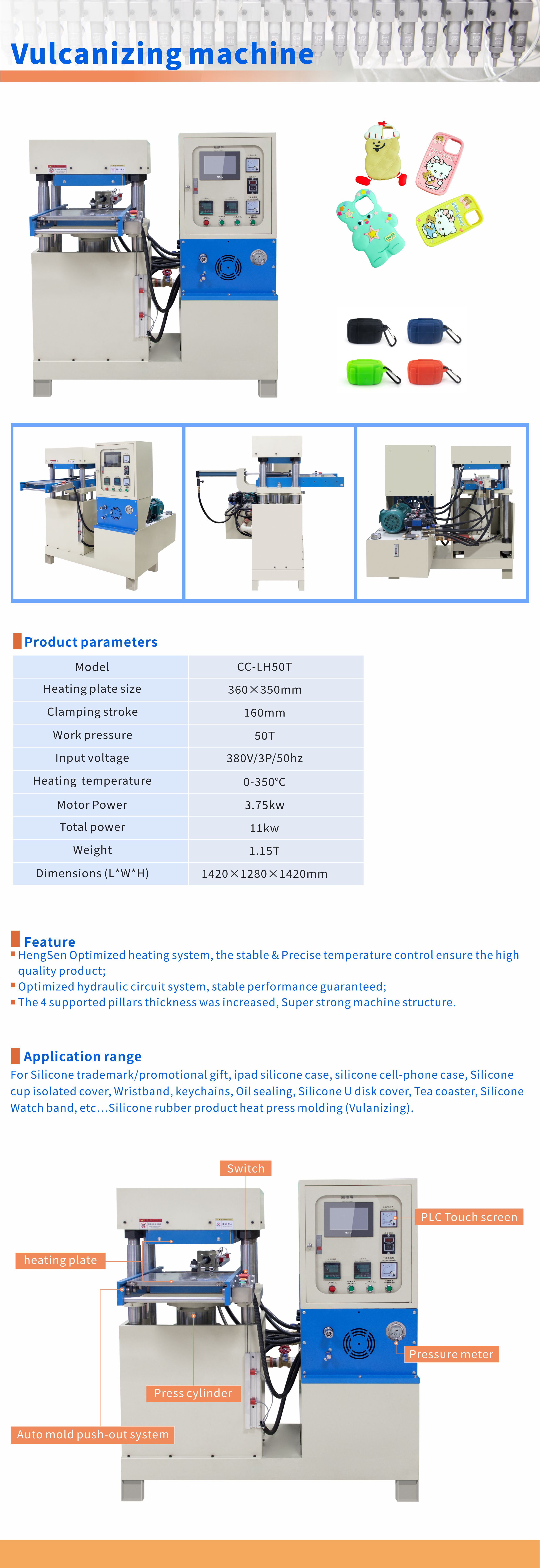 Rubber Keychain Making Vulcanizing Machine 50T Capacity