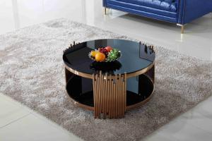 China Modern Luxury Stylish Tea Table Gold Round Coffee Table Set Living Room Furniture wholesale