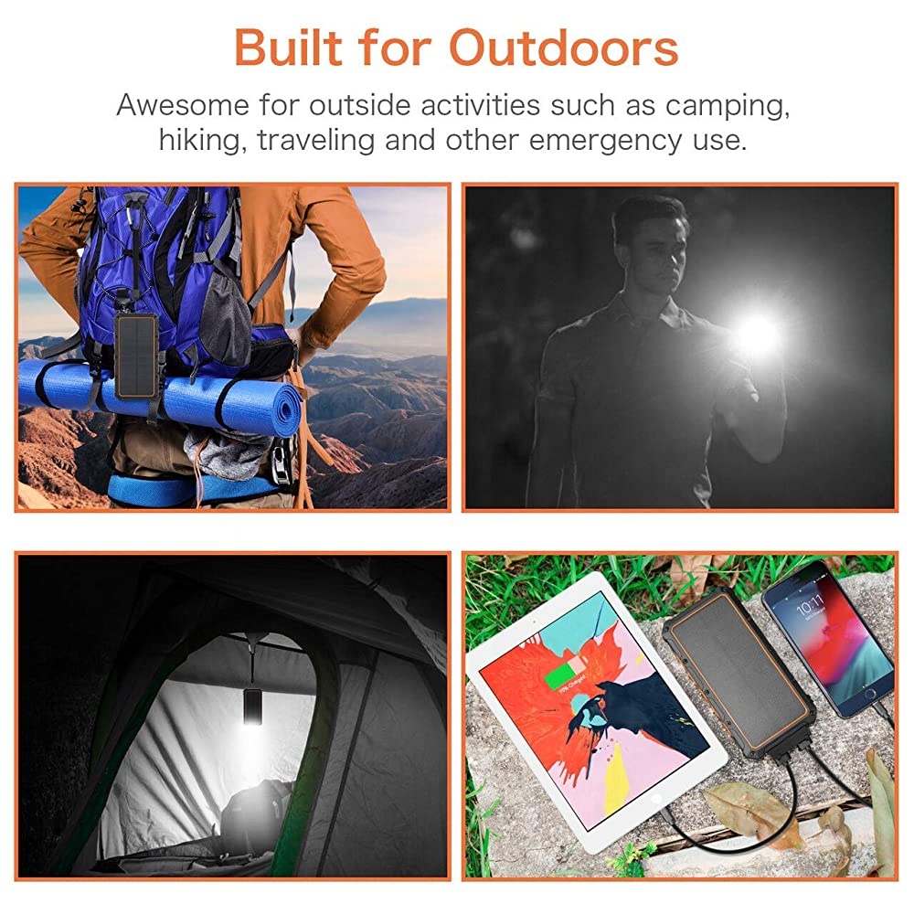 Fast Charging Wireless Solar Power Battery Bank 30000mAh High Capacity