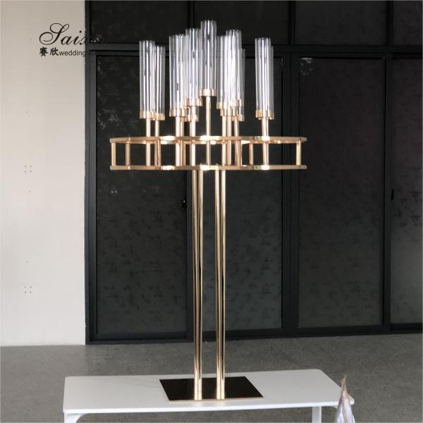 ZT-563 Luxury 13 arms candle holders with gold flower stands for wedding table