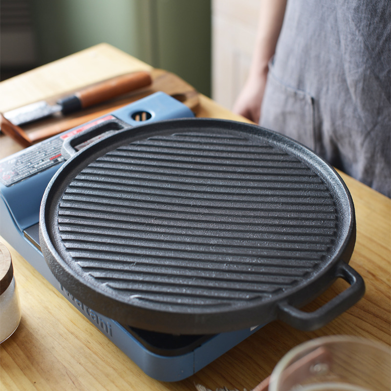 Cast Iron Flat Fry Stovetop Grill Pan Reversible Roasting Non Stick BBQ Grill Griddle Pan