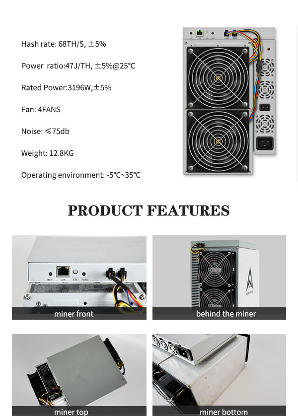 A1166 68T 3196W Canaan Avalon Miner Multiple Encryption Algorithms