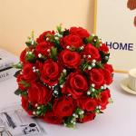 Wholesale Wedding Faux Silk Fake Floral Bouquet Plastic Artificial Roses Flowers