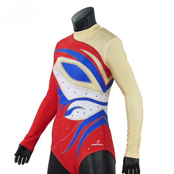 Stretchable Long Sleeve Gymnastics Training Leotards , Girls Gymnastics Leotards