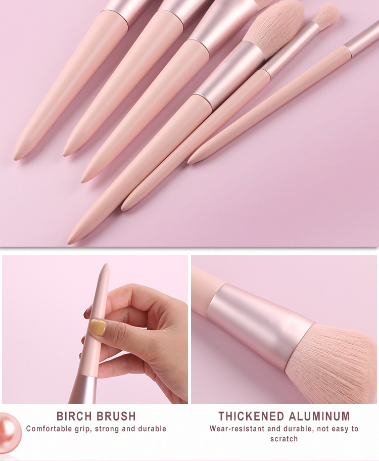 Lovely Pink Travel Makeup Brushes Set 11pcs Synthetic Hair Smooth