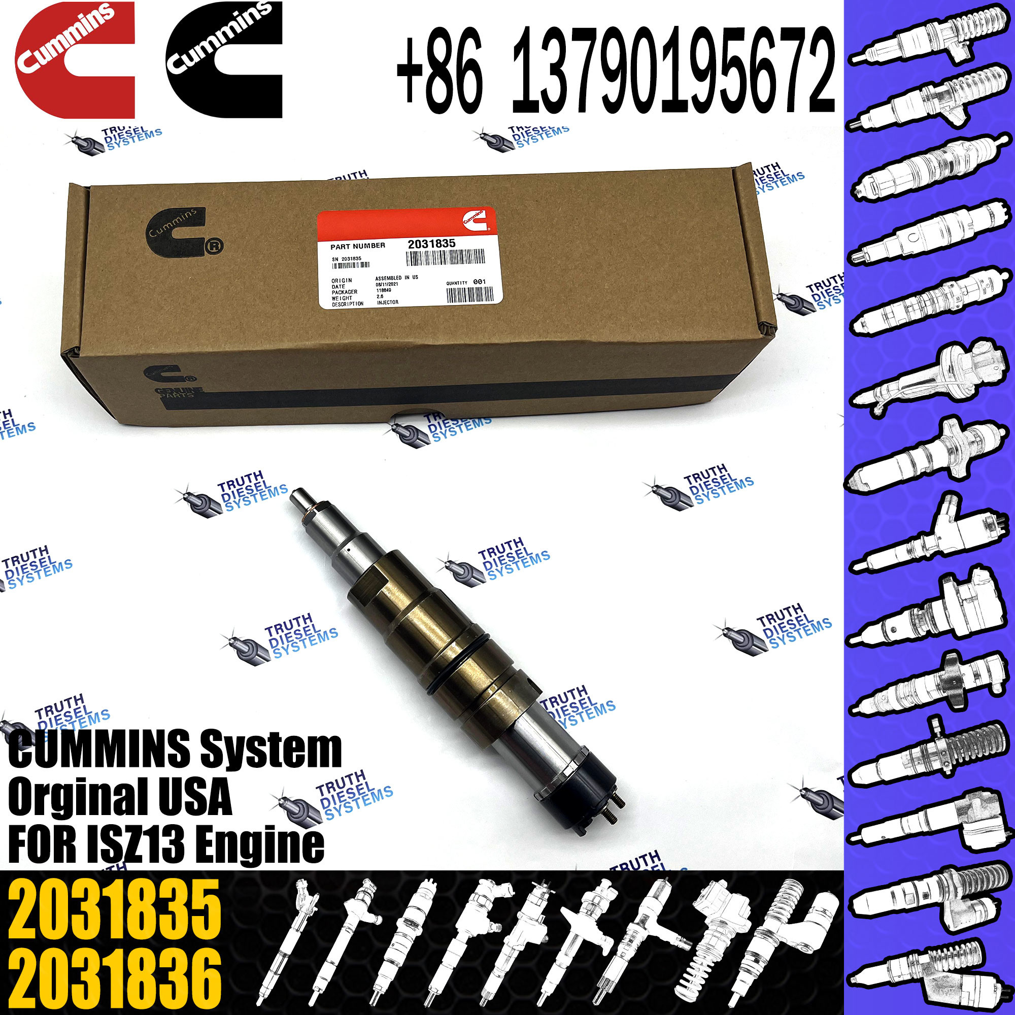 common rail diesel fuel injector 0984301 2031835 2897320 2872289 2030519 1948565 for cummins scania XPI series injector