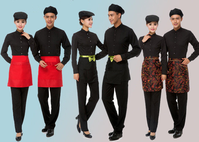 Solid Color Collar Restaurant Staff Uniform Long Sleeve With Shirt And Pants