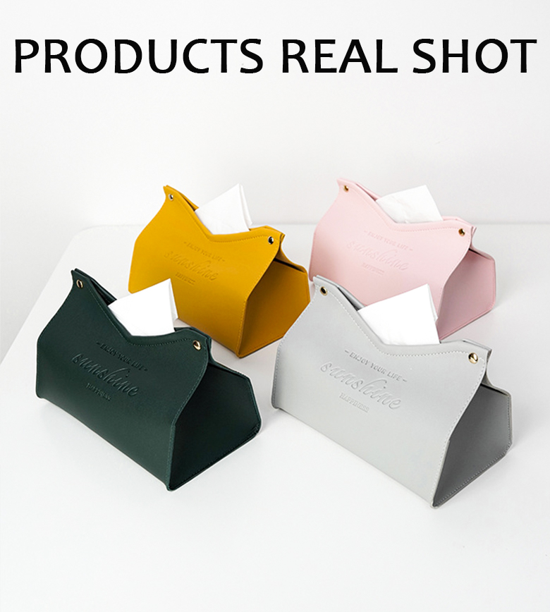 Simple Style Rectangle Custom Luxury Nordic Type PU Leather Gold Paper Tissue Box Cover
