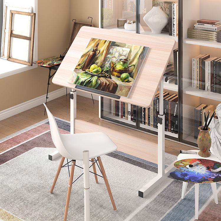 Extra Large Long Coffee Manual Height Adjustable Table for Home Office in Wood Color