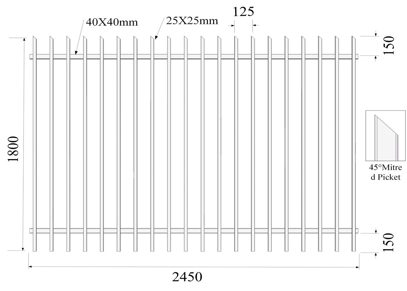Garrrison Fence Post Hot Dipped Galvanized 65mm x65mm x 2.5mm x 3000mm length 2.1mx2.4m width