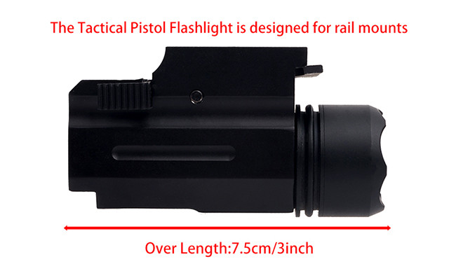 Outdoor Hunting LED Tactical Pistol Flashlight For 20mm Picatinny Or Weaver Mount