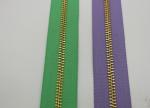 Golden Brass Long Chain Fashion Metal Zippers Bright Color Tape For Garment