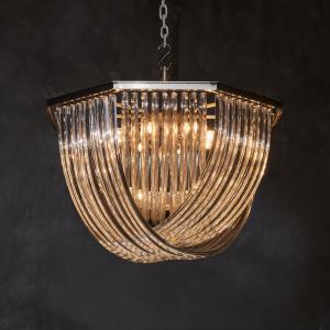 China Crossglass Pendant Crystal Ceiling Mount Chandelier with Brass Finish wholesale