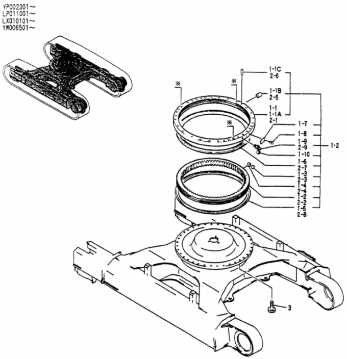 2425U261F1 Small Slewing Ring , SK75UR Swing Bearing Excavator 0