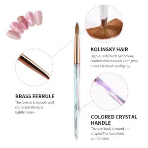 China Kolinsky Hair Manicure Nail Brush Bling Acrylic Marble Handle Oval wholesale