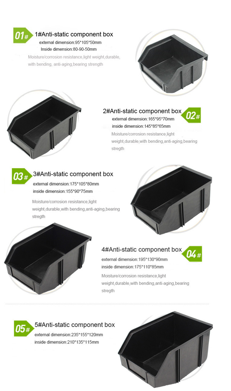 Small ESD Safe Plastic Boxes 350*265*125mm Anti Static Bin Glossy Lamination