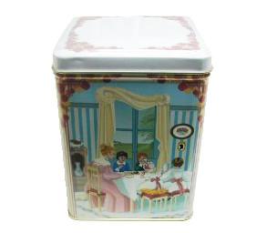 China Biscuit Candy Glossy Finishing Airtight Square Tin Can wholesale