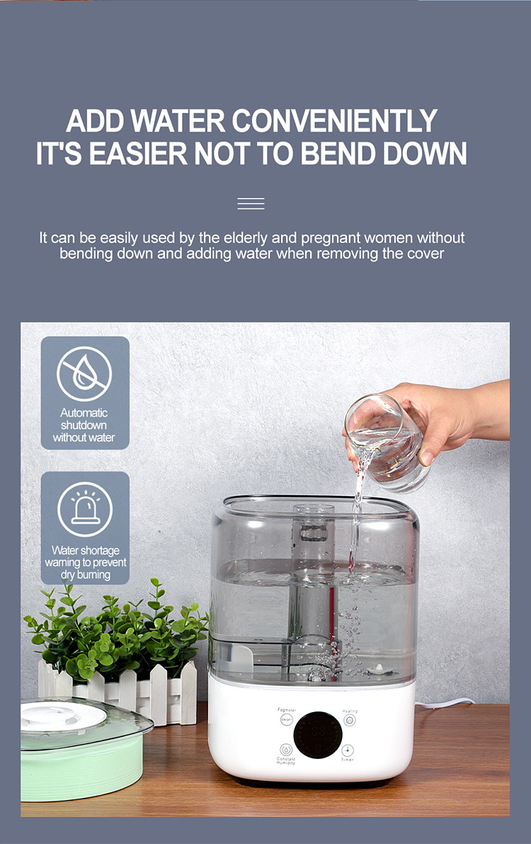 HOMEFISH BPA Free 5L Large Capacity Humidifier With UV Sanitizing Light Electric Plug