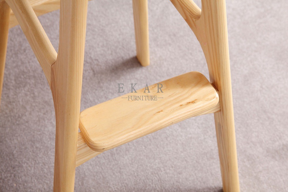 Ash Wood Fabric Modern High Wooden Bar Chair