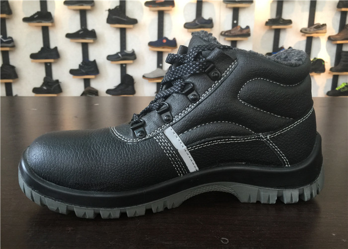 Easy Cleaning Black Work Shoes Precaution Reflective Tape For Night Work